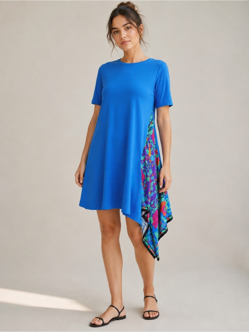Anthropologie Tiny Electric Blue Short Sleeve Swing Cotton Dress